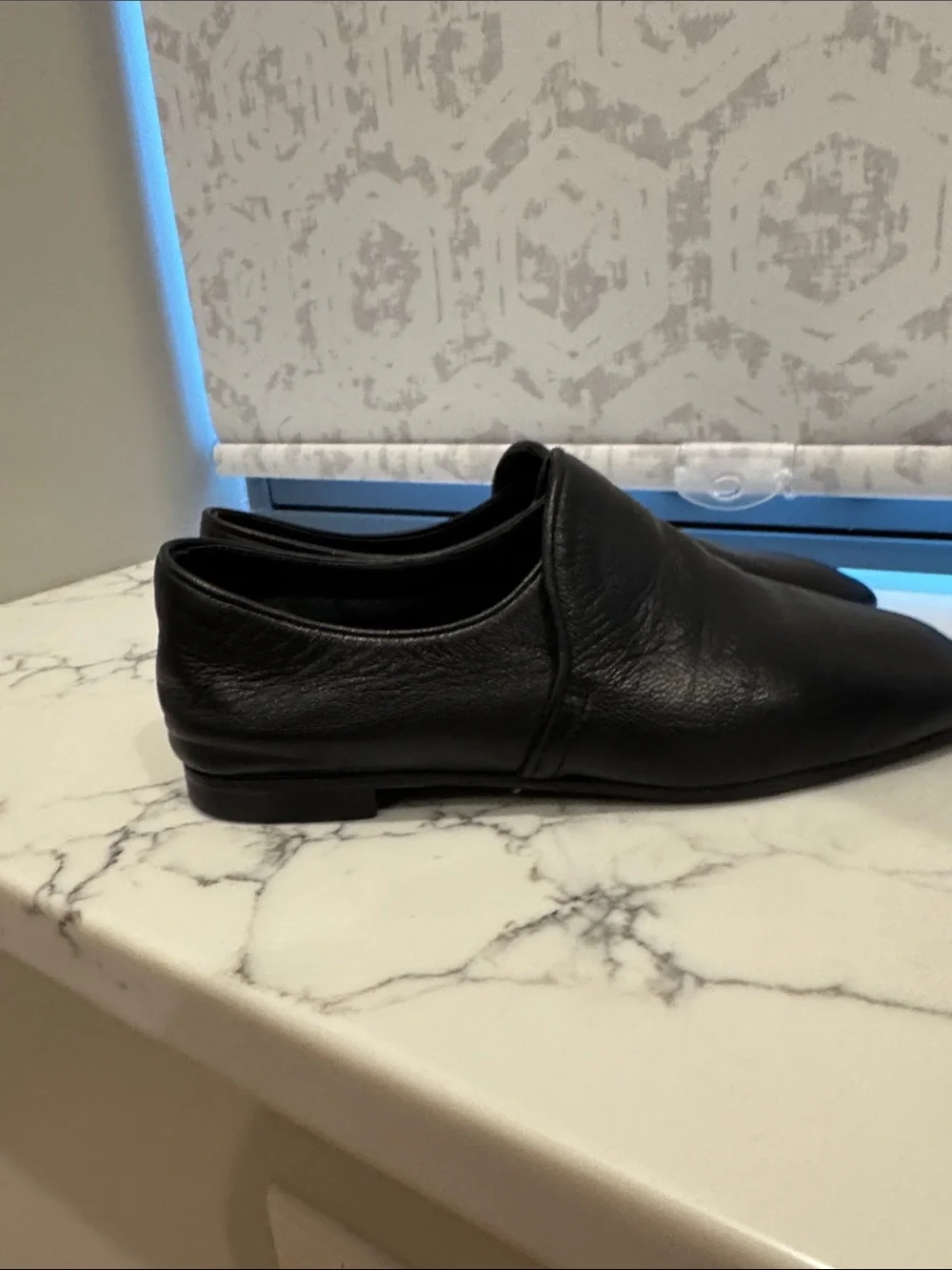 Aquatalia Black Leather Slip-On Loafers